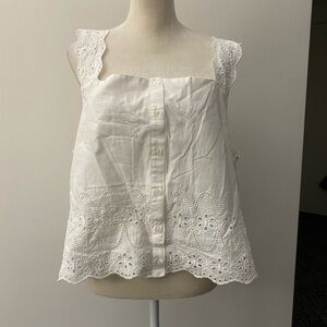 GAP White Eyelet Lace Women's Top NWT